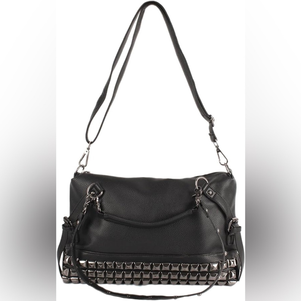 Chic Black Extensive Silver-Toned Stud Embellishm… - image 1